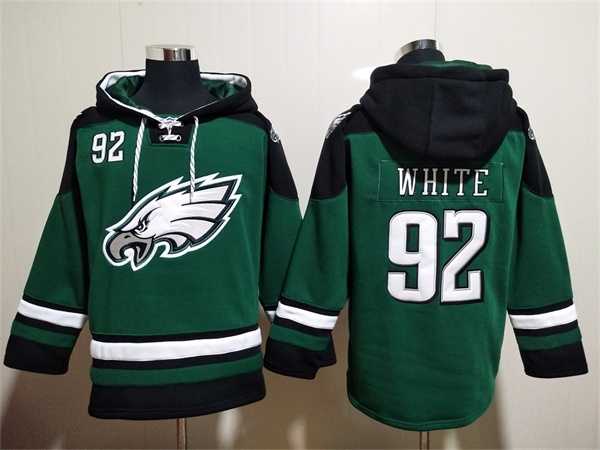 Men's Philadelphia Eagles #92 Reggie White Green Lace-Up Pullover Hoodie,We sell and wholesale Men's Philadelphia Eagles #92 Reggie White Green Lace-Up Pullover Hoodie on line form chian!